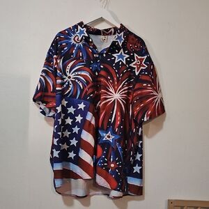 Patriotic Fireworks Button-Up Shirt